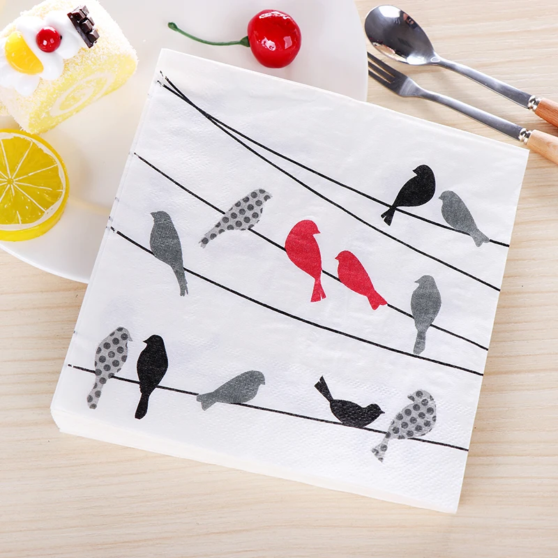 Свежий творческий птицы Праздничная бумажная салфетка и вечерние ткань для кафе