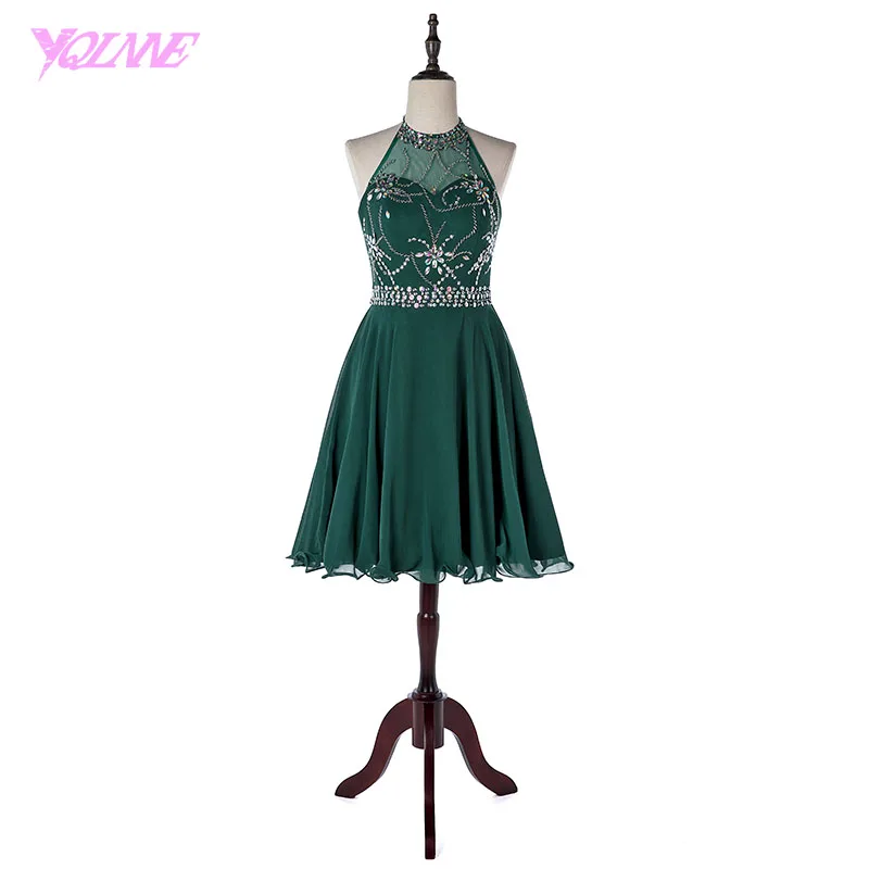 YQLNNE Sexy Dark Green Short Prom Dresses 2018 Crepe Crystals Beaded Party Dress Knee Length Vestido De Festa
YQLNNE Sexy Dark Green Short Prom Dresses 2018 Crepe Crystals Beaded Party Dress Knee Length Vestido De Festa