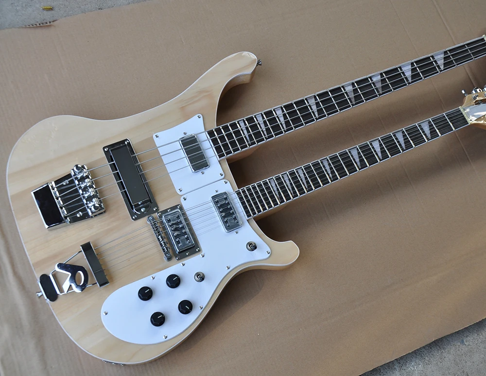 Factory Natural Wood Color Double Neck Electric Bass and Guitar,4+12 Strings,Chrome Hardware,White Pickguard,Offer Customized
Factory Natural Wood Color Double Neck Electric Bass and Guitar,4+12 Strings,Chrome Hardware,White Pickguard,Offer Customized