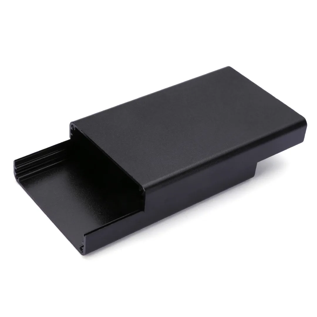 Aluminum PCB Instrument Box Enclosure DIY Electronic Project Case Panels Screws DIY Built-in Grooves Black 80x50x20mm