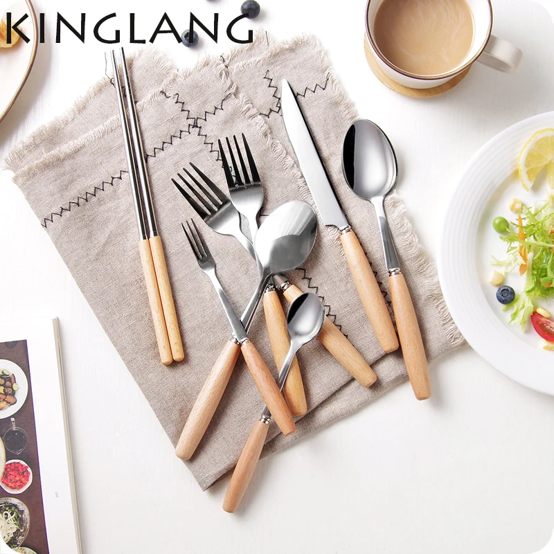 Japanese style wooden handle stainless steel spoon fruit fork household children tableware chopsticks dessert spoon
Japanese style wooden handle stainless steel spoon fruit fork household children tableware chopsticks dessert spoon