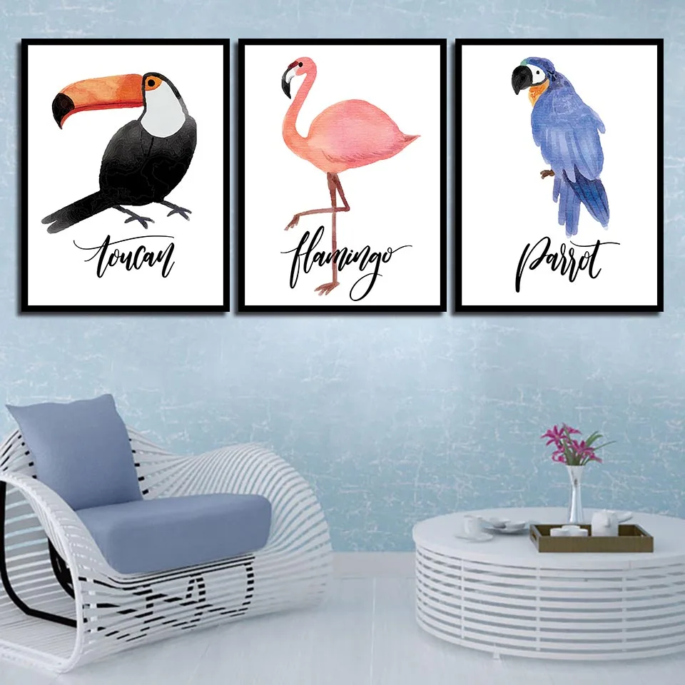 Nordic Style Animals Poster Flamingo Parrot Toucan Painting Kids Room Wall Art Canvas Print Kawaii Picture Home Decor Framework
Nordic Style Animals Poster Flamingo Parrot Toucan Painting Kids Room Wall Art Canvas Print Kawaii Picture Home Decor Framework