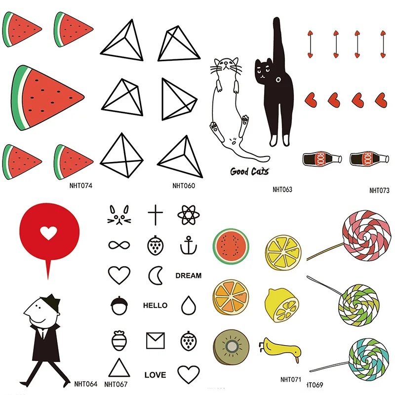 New Cartoon Tattoo Stickers Face Star Geometric Animal Heart Fruit Creative Tattoo For Women Men Harajuku Style
New Cartoon Tattoo Stickers Face Star Geometric Animal Heart Fruit Creative Tattoo For Women Men Harajuku Style