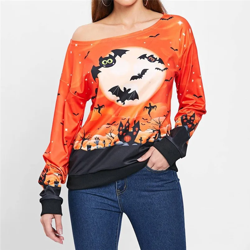 Halloween t shirt Women Print tshirt Lady Long Sleeve T-shirt Sweatshirt Casual Tops Pullover #S26
Halloween t shirt Women Print tshirt Lady Long Sleeve T-shirt Sweatshirt Casual Tops Pullover #S26