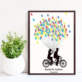 

Free Custom Name Date Fingerprint Signature Guestbook Lovers On Bike For Engagement Party decoration Wedding Anniversary gift