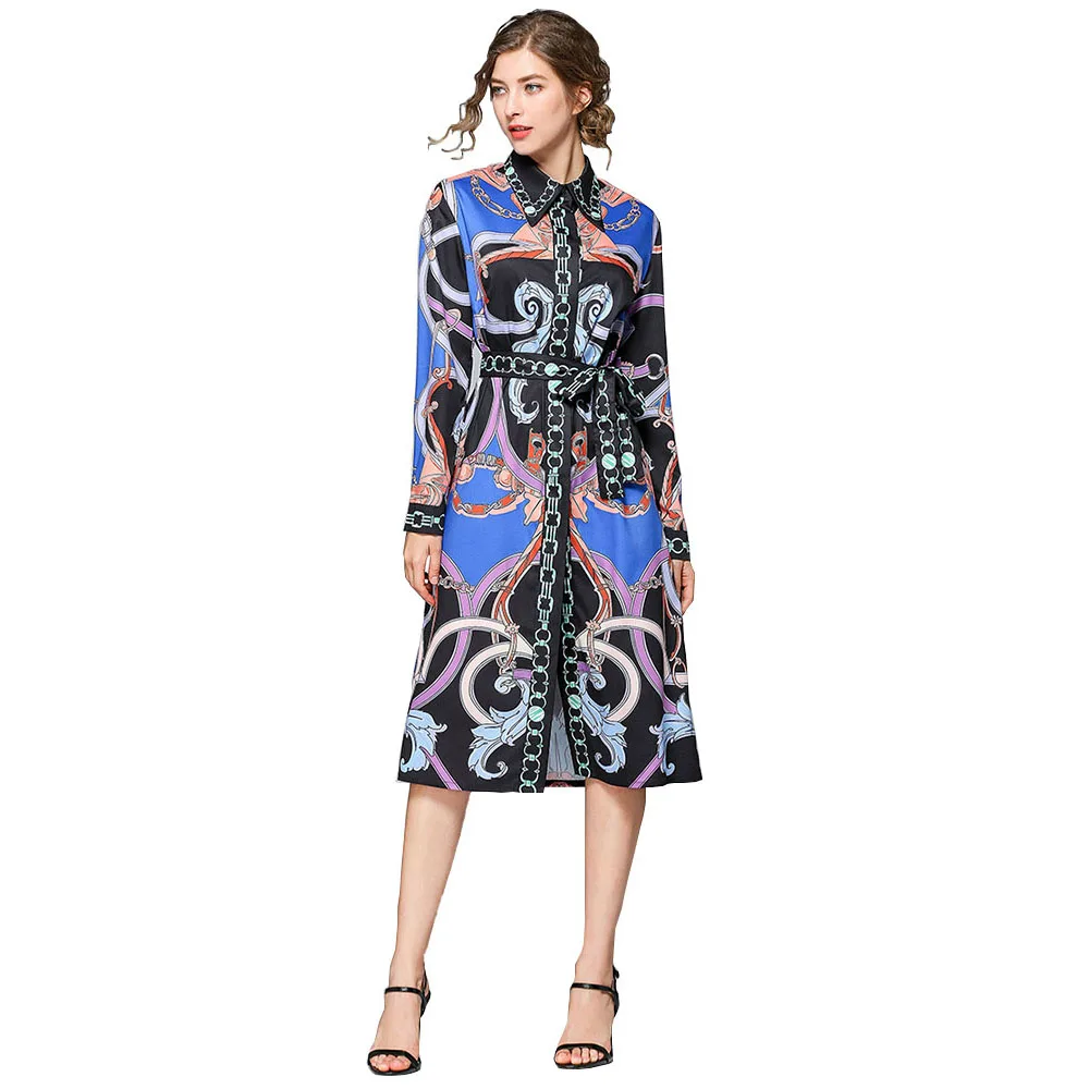Baroque Printed Womans Mid Dress Spring New Female Casual Dresses Single Breasted Shirt Dresses 2019 Dress Woman
Baroque Printed Womans Mid Dress Spring New Female Casual Dresses Single Breasted Shirt Dresses 2019 Dress Woman