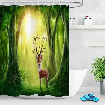Cute Elk in the Green Fantasy Forest Shower Curtain Nature Landscape Bathroom Waterproof Polyester Fabric For Kids Bathtub Decor
Cute Elk in the Green Fantasy Forest Shower Curtain Nature Landscape Bathroom Waterproof Polyester Fabric For Kids Bathtub Decor