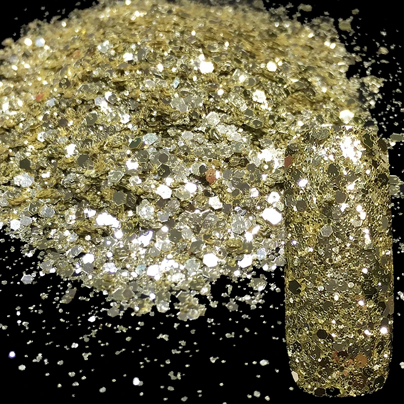 Flash Acrylic Manicure Nail Art Glitter Powder Champagne gold Hexagonal Sequins Powder Dust Mix Size Nail Glitter Powder 718
Flash Acrylic Manicure Nail Art Glitter Powder Champagne gold Hexagonal Sequins Powder Dust Mix Size Nail Glitter Powder 718
