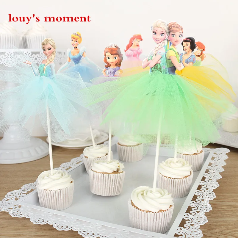 Free Shipping 4 X Handmade Princess Cupcake Toppers Girls Birthday