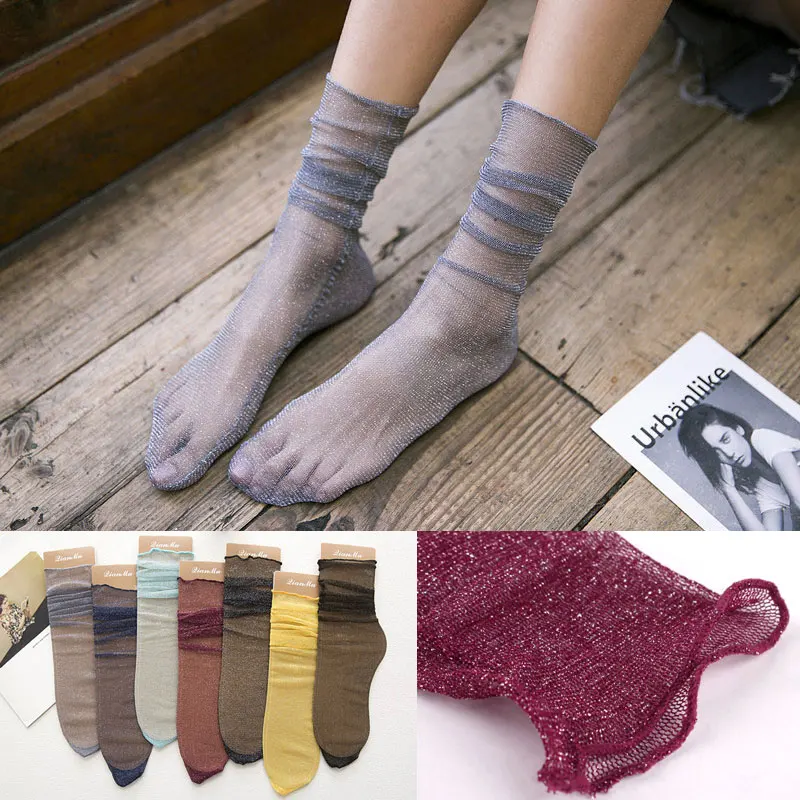 Short calcetines silk stockings female fashion bright silver pearl gauze stocks girl stoks chausette mesh piles of sox women
Short calcetines silk stockings female fashion bright silver pearl gauze stocks girl stoks chausette mesh piles of sox women