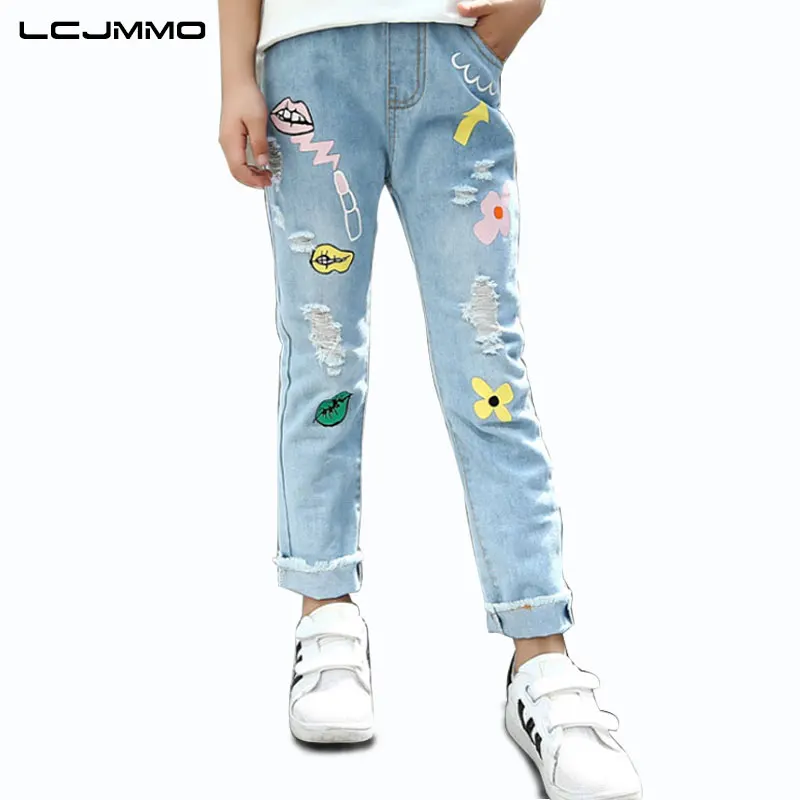 LCJMMO Casual Ripped Girls Jeans Spring Summer 2018 Fashion Cartoon Baby Girl Pants Print Flower Kids Jeans Children Trousers
LCJMMO Casual Ripped Girls Jeans Spring Summer 2018 Fashion Cartoon Baby Girl Pants Print Flower Kids Jeans Children Trousers