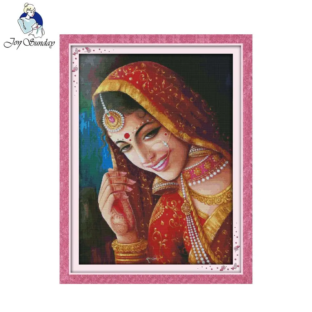 Joy Sunday DIY cross Stitch Kit Sets Handmade Needlework Chinese Embroidery The Indian Bride Patterns Cross-Stitching Paintings
Joy Sunday DIY cross Stitch Kit Sets Handmade Needlework Chinese Embroidery The Indian Bride Patterns Cross-Stitching Paintings