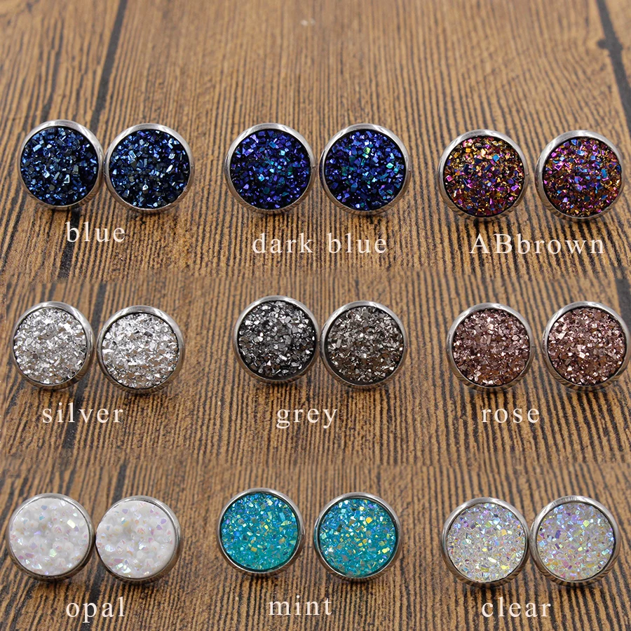 Fnixtar Earring Sets 3 Pairs / Set Mixed Color Round Stud Earrings Stainless Steel Druzy Resin Stud Earrings For Women
Fnixtar Earring Sets 3 Pairs / Set Mixed Color Round Stud Earrings Stainless Steel Druzy Resin Stud Earrings For Women