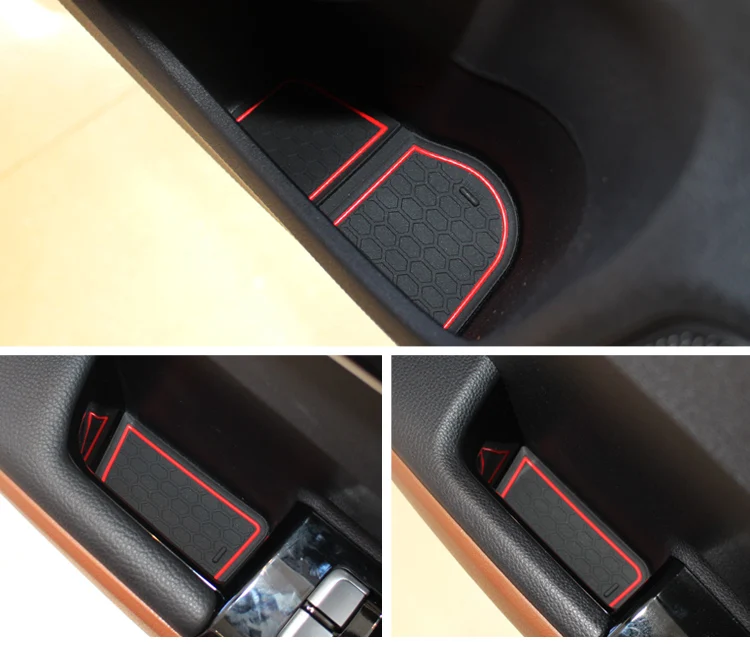 smabee Gate slot mat For For Kia Rio 4 X-Line RIO 2017-2018 Interior Door Pad/Cup Non-slip mats red/white/orange 18pcs