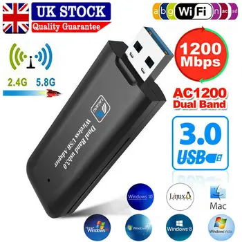 1200Mbps USB 3.0 Wireless WiFi Network Receiver Adapter 5GHz Dual Band Dongle
1200Mbps USB 3.0 Wireless WiFi Network Receiver Adapter 5GHz Dual Band Dongle