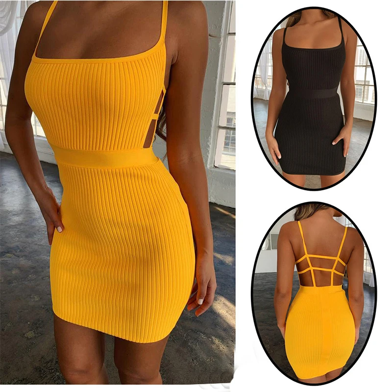 Summer Sexy Bandage Hollow Out Dress Women Fashion Sleeveless Backless Bodycon Party Club Dress Mini Wrap Dress Black Yellow
Summer Sexy Bandage Hollow Out Dress Women Fashion Sleeveless Backless Bodycon Party Club Dress Mini Wrap Dress Black Yellow