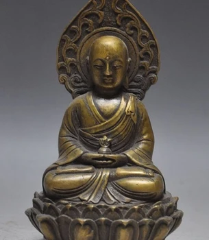 

5" Old Tibet buddhism bronze Jizo Ksitigarbha Bodhisattva God Buddha Statue