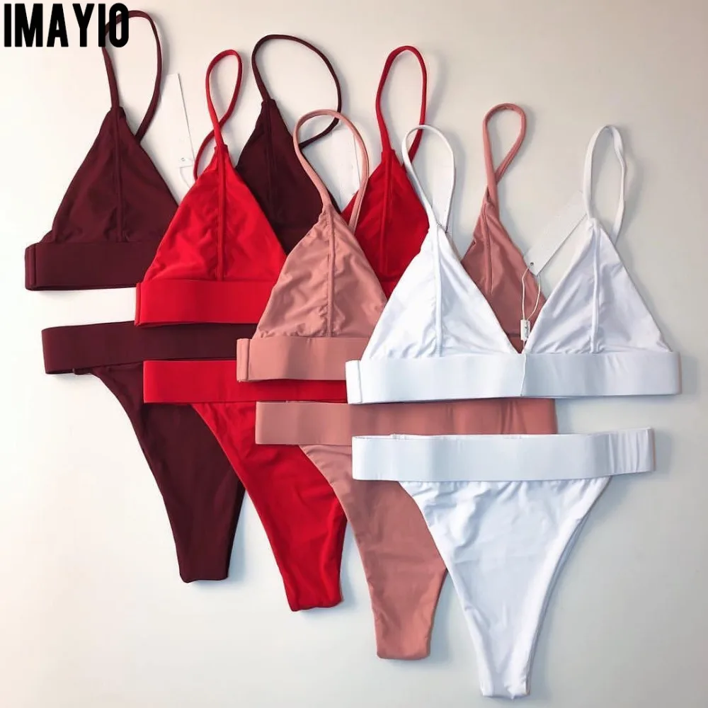 Imayio High Waisted Swimsuit Solid Color High Leg Bikini Set Women Triangle Bathing suit
Imayio High Waisted Swimsuit Solid Color High Leg Bikini Set Women Triangle Bathing suit