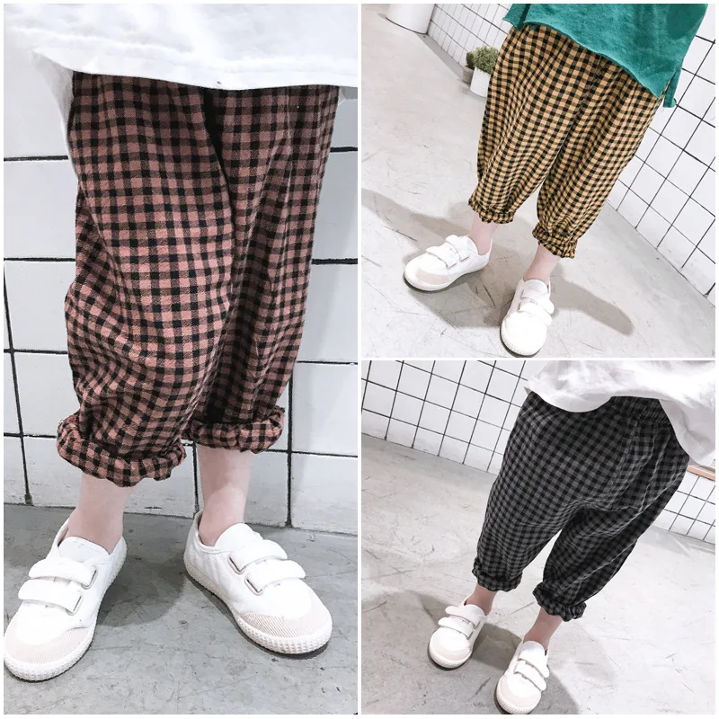 Spring summer new style boys and girls Korean style plaid pants casual kids children wide leg pants fashion trousers 2-6Y
Spring summer new style boys and girls Korean style plaid pants casual kids children wide leg pants fashion trousers 2-6Y