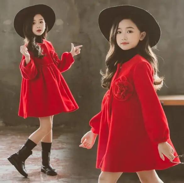 Fashion Flowers Long Sleeve Princess Dress For Teenage Girls Coats Christmas Children Autumn Winter Toddler Kids Girl Dresses
Fashion Flowers Long Sleeve Princess Dress For Teenage Girls Coats Christmas Children Autumn Winter Toddler Kids Girl Dresses