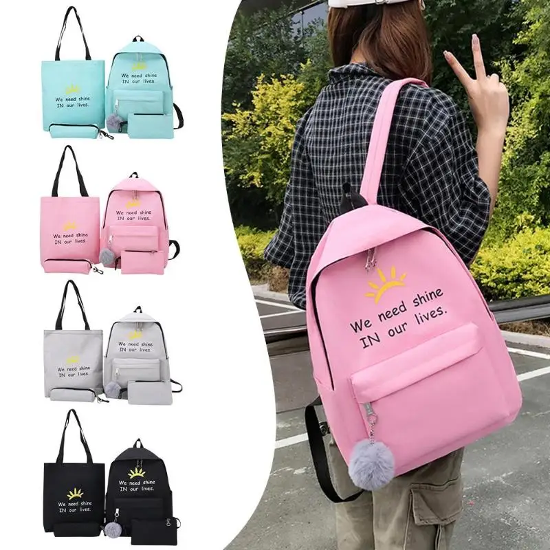 4pcs/set Casual Canvas Backpacks Clutch Women Letter Printing Shoulder Top-handle Pen Bags Composite Bags Knapsack Totes Purse
4pcs/set Casual Canvas Backpacks Clutch Women Letter Printing Shoulder Top-handle Pen Bags Composite Bags Knapsack Totes Purse