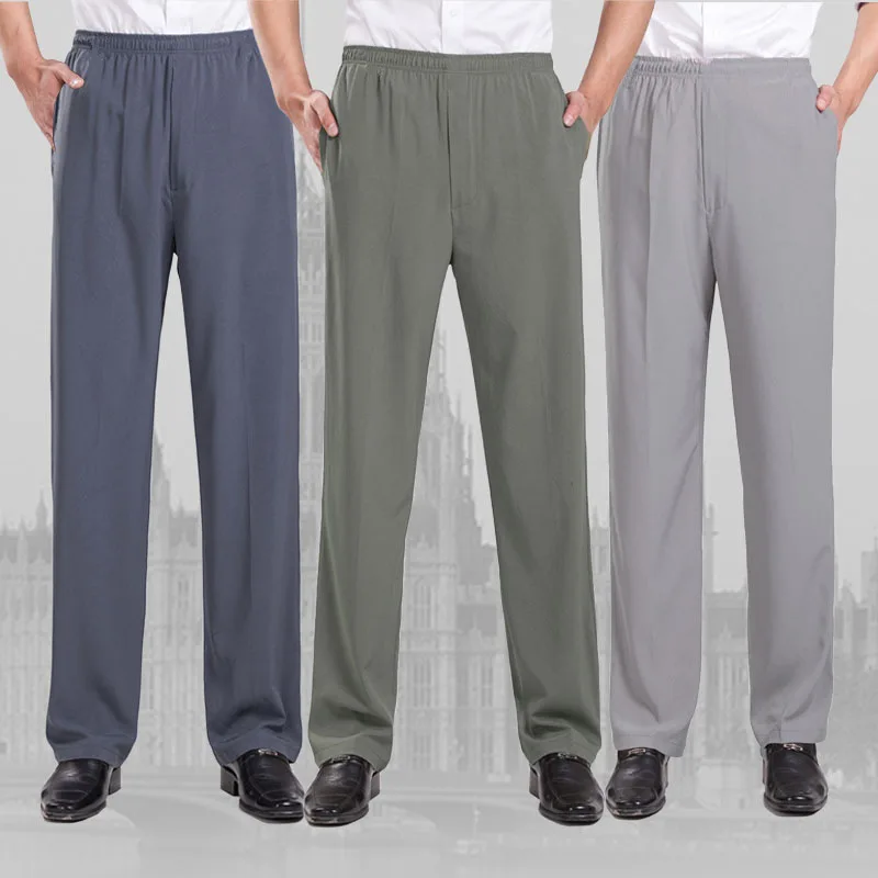 Men Straight Long Pants Loose Thin Silk Cotton Blend Elastic Waist Trouser New Big Size Daddy Trousers F8
Men Straight Long Pants Loose Thin Silk Cotton Blend Elastic Waist Trouser New Big Size Daddy Trousers F8
