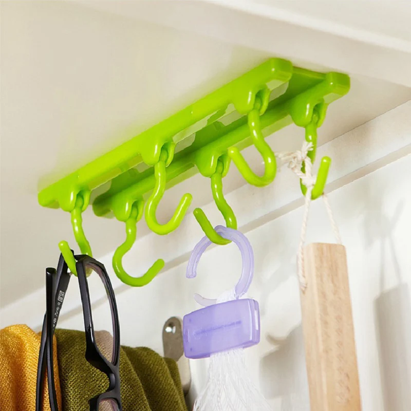 4 Colors Kitchen Rack Plastic Sticky Hook Wall Cabinet?Ceiling Hanging Hook 1pc 