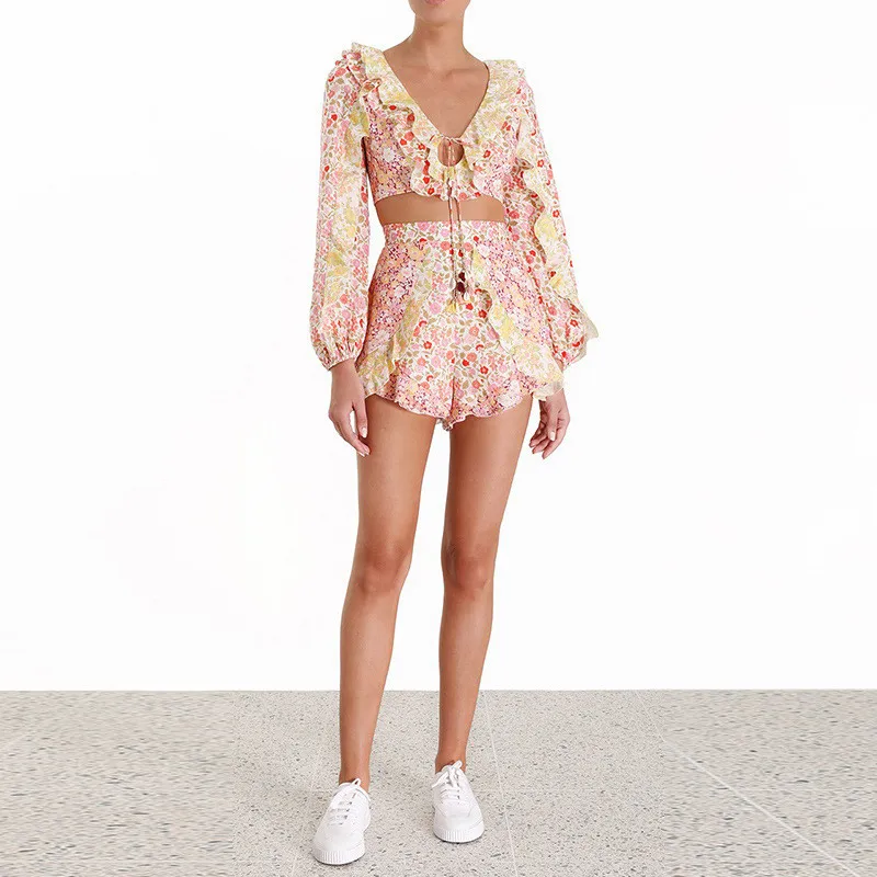 2019 summer floral print 2 pcs sets women set beach holidy tops+bottoms high quality
2019 summer floral print 2 pcs sets women set beach holidy tops+bottoms high quality