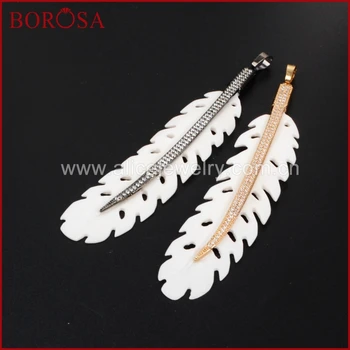 BOROSA 3pcs Micro Pave Gold/Black Color Pendant OX Bone Leaf Shape Drusy Pendant High Quality Fashion Jewelry WX337
BOROSA 3pcs Micro Pave Gold/Black Color Pendant OX Bone Leaf Shape Drusy Pendant High Quality Fashion Jewelry WX337