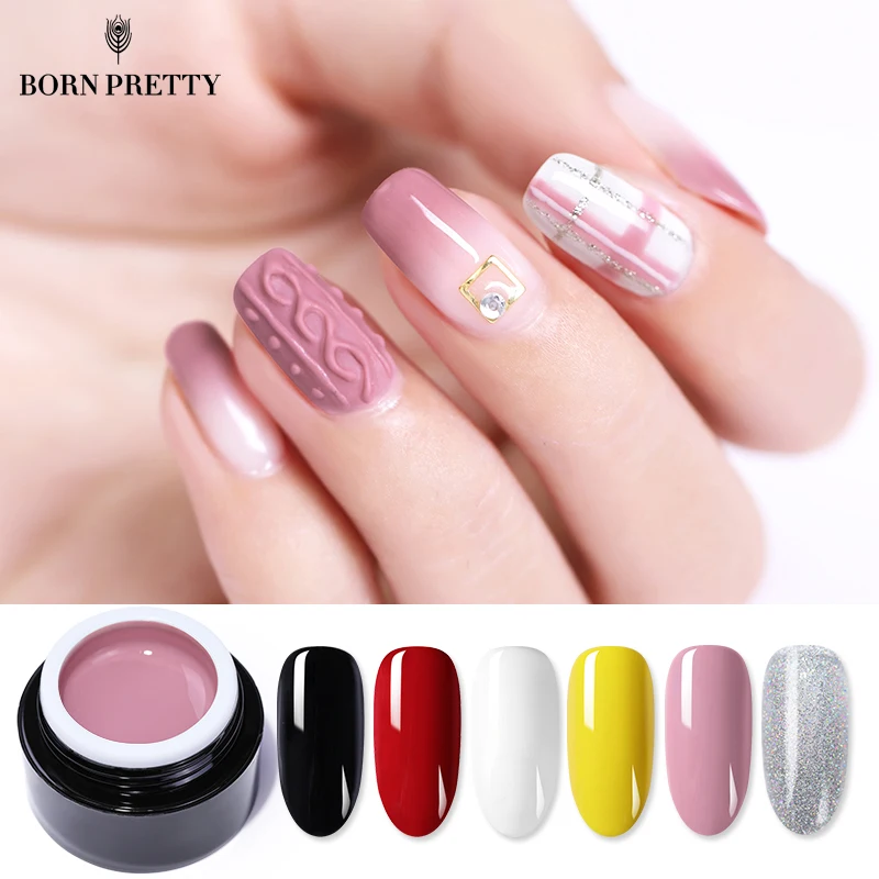 

BORN PRETTY 3D Painting Nail Gel 5ml Micro-carving 2 In 1 Glitter UV Gel Lacquer Soak Off One-shot Color Polish
