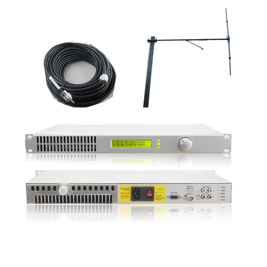 FMT-100L 0-100W FM Transmitter for FM Radio Broadcast Station Dipole Antenna with 20m RF cable kit
FMT-100L 0-100W FM Transmitter for FM Radio Broadcast Station Dipole Antenna with 20m RF cable kit