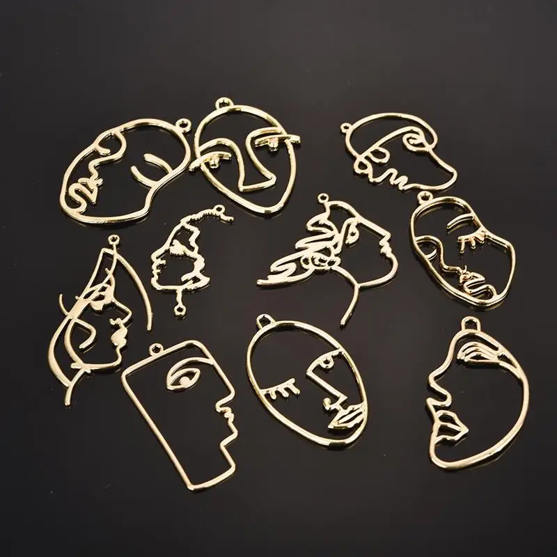 10pcs Temperament Abstract Human Face Hollow Charms Gold For Pendant Necklaces Jewelry Findings Earrings Component
10pcs Temperament Abstract Human Face Hollow Charms Gold For Pendant Necklaces Jewelry Findings Earrings Component