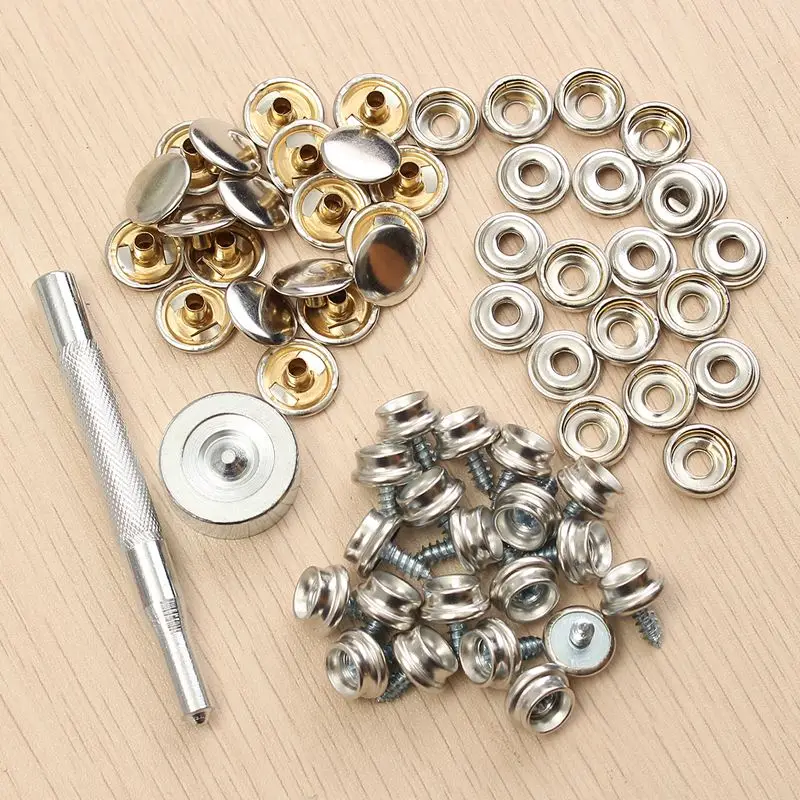 62Pcs 3/8" Snap Fastener Sets Boat Marine Cover Canvas Canopy Snap Fastener Sockets Screw and Tools for Boat Home Furniture
62Pcs 3/8" Snap Fastener Sets Boat Marine Cover Canvas Canopy Snap Fastener Sockets Screw and Tools for Boat Home Furniture