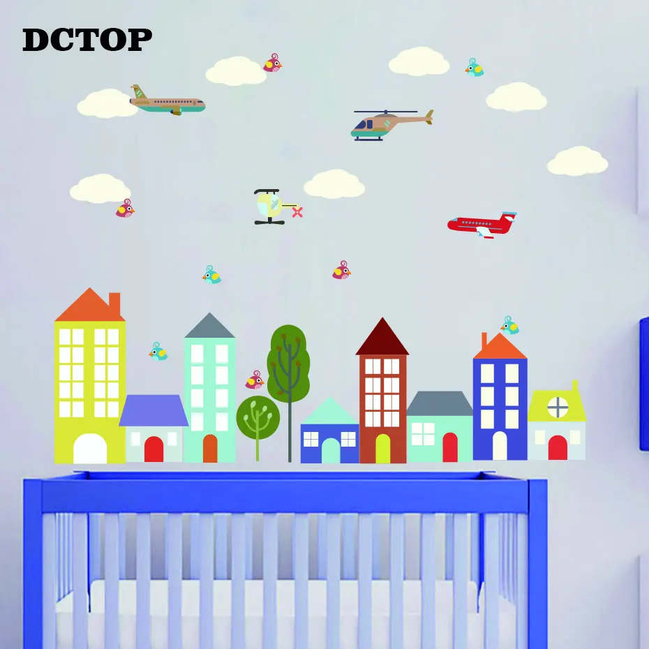 City Town Scene House Airplane Cloud Birds Kids Wall Sticker Children's DIY Decals Nursery Baby Room Home Decor Art Vinyls Mural
City Town Scene House Airplane Cloud Birds Kids Wall Sticker Children's DIY Decals Nursery Baby Room Home Decor Art Vinyls Mural