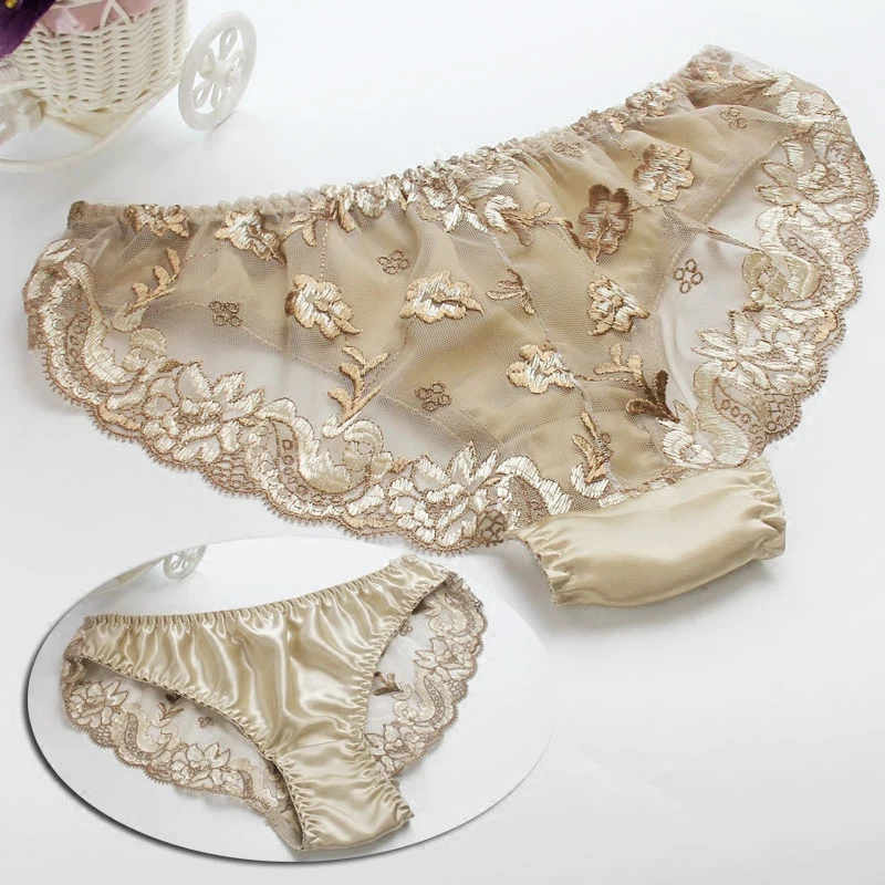 Pure Silk Panties Women 100% Mulberry Silk Sexy Back Lace Low-waist Briefs M/L/XL FREE SHIPPING
Pure Silk Panties Women 100% Mulberry Silk Sexy Back Lace Low-waist Briefs M/L/XL FREE SHIPPING