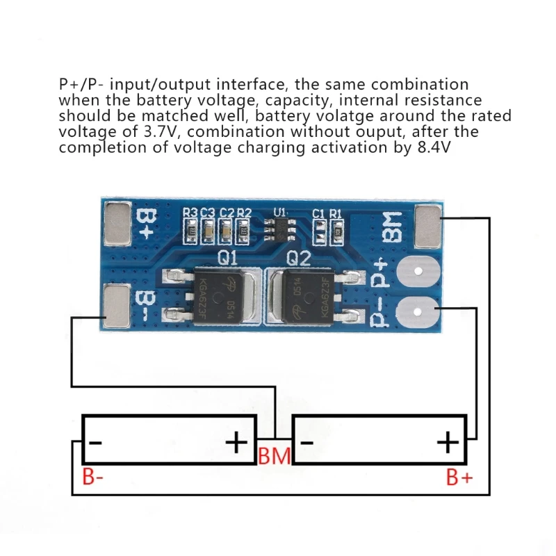 2 series 7.4V lithium battery protection board 8A working current 15A current limit/Overcharge discharge protection
2 series 7.4V lithium battery protection board 8A working current 15A current limit/Overcharge discharge protection
