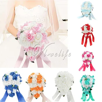 Newest Wedding Bouquet Artificial Flowers Rose Crystal Teardrop Bridal Bouquet Bride Bridesmaid Girl Wand Decor
Newest Wedding Bouquet Artificial Flowers Rose Crystal Teardrop Bridal Bouquet Bride Bridesmaid Girl Wand Decor