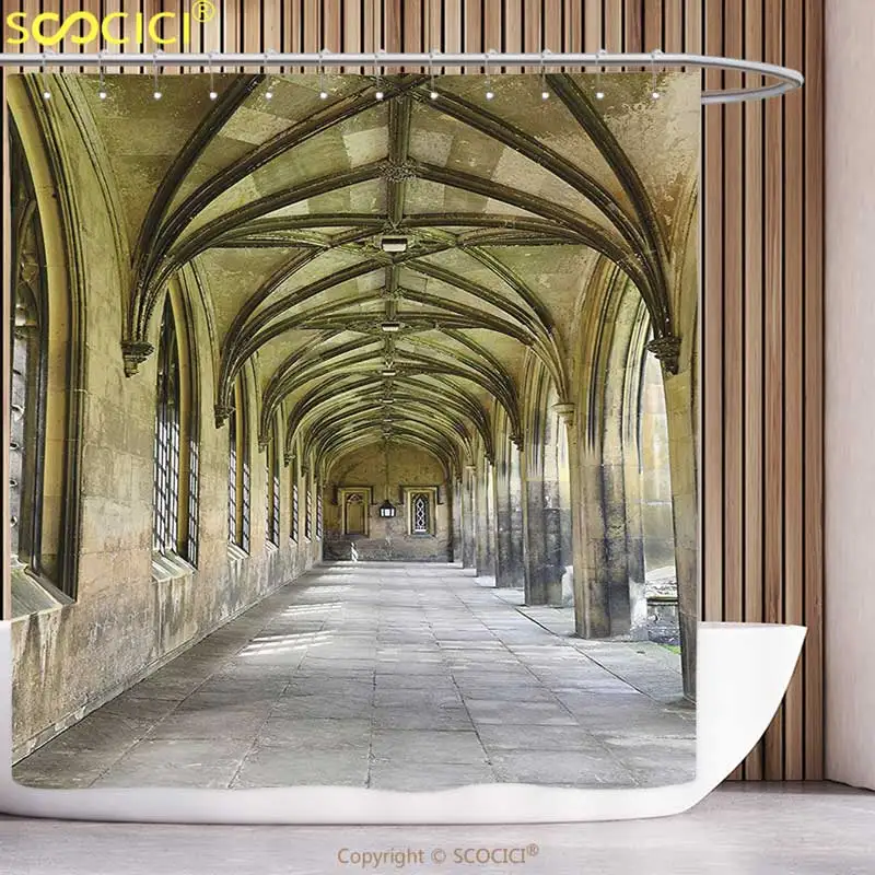 Waterproof Shower Curtain Apartment Decor Collection Paved Stone Walkway with Gothic Arches Receding Into Distance Arched Window
Waterproof Shower Curtain Apartment Decor Collection Paved Stone Walkway with Gothic Arches Receding Into Distance Arched Window