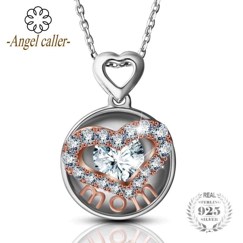 Angel Caller 925 Silver Beating Heart Mom Pendant Necklace CLear Crystal Necklace Female Neck Chain for Mother's Day Gift CYD040
Angel Caller 925 Silver Beating Heart Mom Pendant Necklace CLear Crystal Necklace Female Neck Chain for Mother's Day Gift CYD040