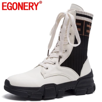 EGONERY women shoes 2019 new concise casual round toe genuine leather med wedges platform lace-up black winter mid calf boots
EGONERY women shoes 2019 new concise casual round toe genuine leather med wedges platform lace-up black winter mid calf boots