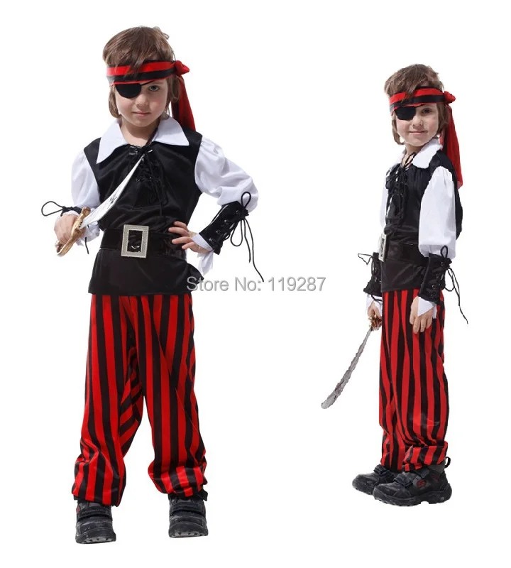 Masquerade children's Eyed pirate cosplay costume Pirates of the Caribbean children Skull Hat clothes little boy | Тематическая