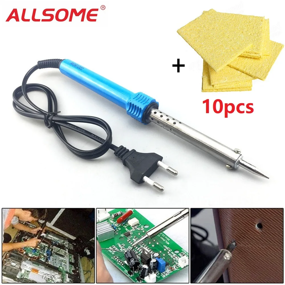 ALLSOE 30W/40W/60W 110V/220V Adjustable Welding Gun Solder Soldering Iron Kit Tool + 10PC Replacement Sponge PCB Cleaning Pads +
ALLSOE 30W/40W/60W 110V/220V Adjustable Welding Gun Solder Soldering Iron Kit Tool + 10PC Replacement Sponge PCB Cleaning Pads +