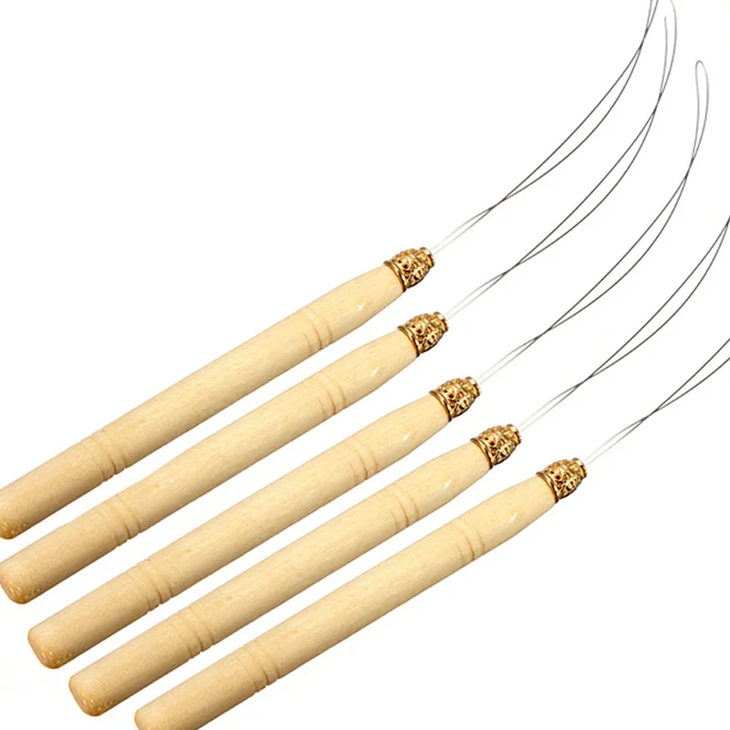 New 5Pcs Hair Extension Hook Pulling Tool Needle Threader Micro Rings Link Beads Loop Wooden Handle With Iron Wire Wholesale
New 5Pcs Hair Extension Hook Pulling Tool Needle Threader Micro Rings Link Beads Loop Wooden Handle With Iron Wire Wholesale