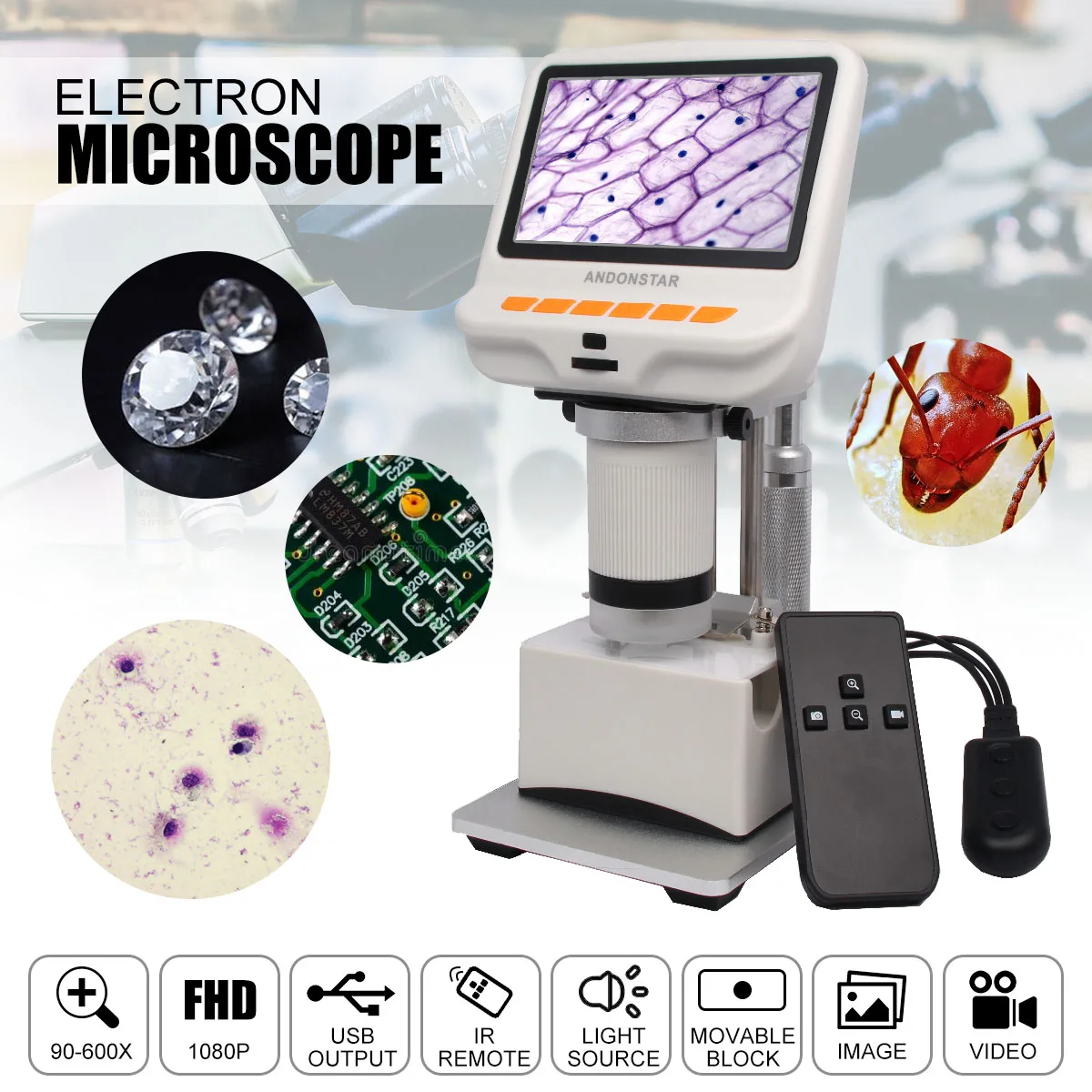 AD105S 4.3 Inch 600X FHD 1080P Digital USB Microscope Andonstar Built-in Display Slides Movable Block Fabrics Observation
AD105S 4.3 Inch 600X FHD 1080P Digital USB Microscope Andonstar Built-in Display Slides Movable Block Fabrics Observation