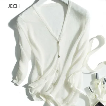 JECH Spring and autumn 2018 New Design Silk blend cardigan Pleasantly cool Knitted Shirt Short paragraph Sunscreen cardigan
JECH Spring and autumn 2018 New Design Silk blend cardigan Pleasantly cool Knitted Shirt Short paragraph Sunscreen cardigan