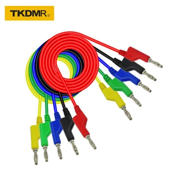 

TKDMR 5 Colors 4mm Dual Banana Plug Smooth Silicone Lead Test Cable For Multimeter 1m Stacked cable double-headed gun plug