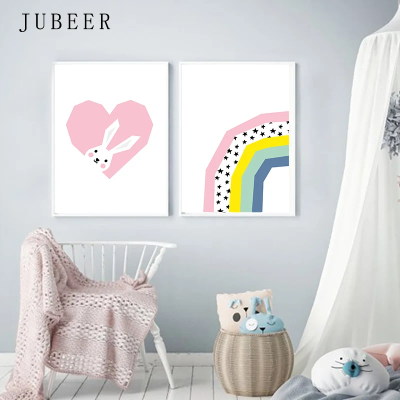 Cute Pink Love Rabbit Poster Rainbow Nursery Wall Art Kindergarten Decorative Painting for Baby Room Kids Bedroom Nordic Style
Cute Pink Love Rabbit Poster Rainbow Nursery Wall Art Kindergarten Decorative Painting for Baby Room Kids Bedroom Nordic Style