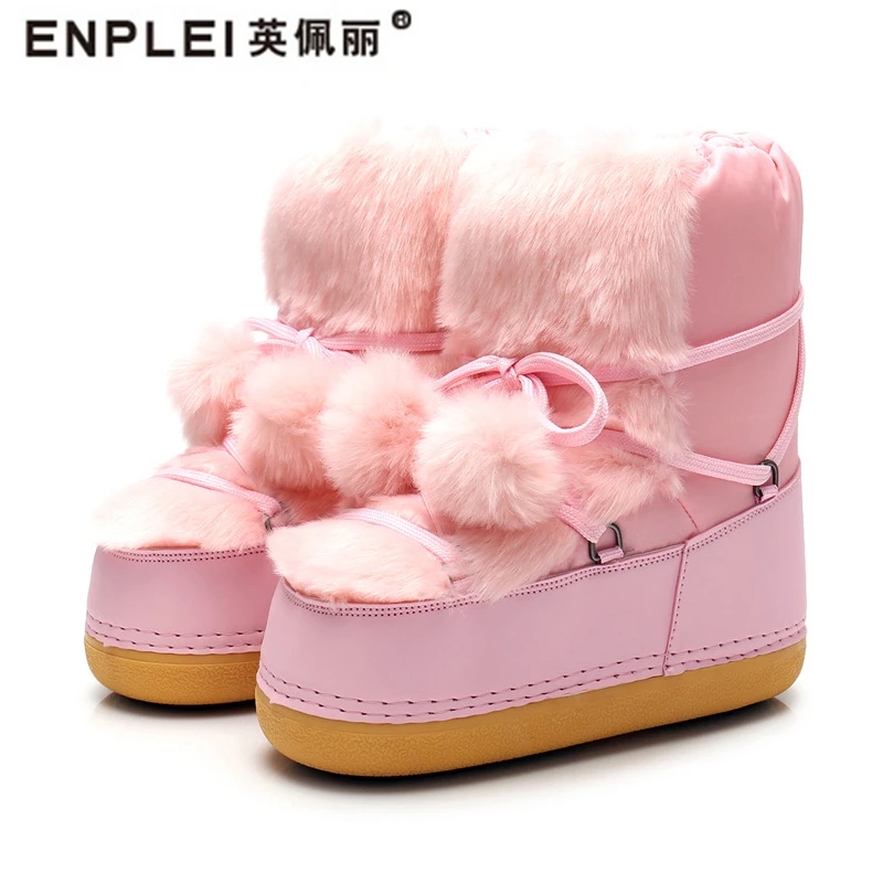 ENPLEI Snow Boots Women Shoes Winter Warm Cotton Hairball Boot Female Casual Slip On Ankle Ladies Shoes Size 33-42
ENPLEI Snow Boots Women Shoes Winter Warm Cotton Hairball Boot Female Casual Slip On Ankle Ladies Shoes Size 33-42