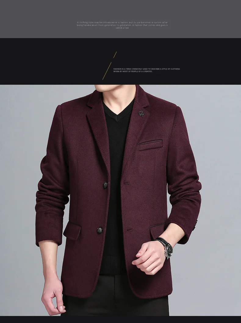 Waliicorners Wool Coat Men's Casual Solid Color Multi-Pocket Slim Fit Wool Blends Woolen Pea Coat Male Trench Coat Overcoat 45 HTB1V2FYaL1H3KVjSZFBq6zSMXXaz