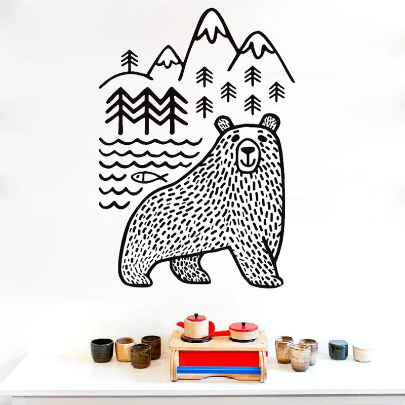 Black Bear Fish Mountain Movable Wall Sticker Art Decals DIY Home Decor Vinyl Green Wall Tattoo Mural for Kids Room Decor
Black Bear Fish Mountain Movable Wall Sticker Art Decals DIY Home Decor Vinyl Green Wall Tattoo Mural for Kids Room Decor